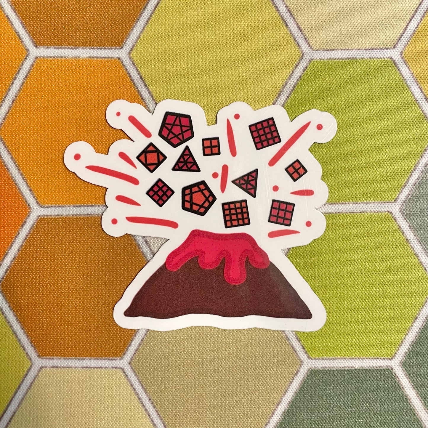 Cube Volcano Die Cut Sticker