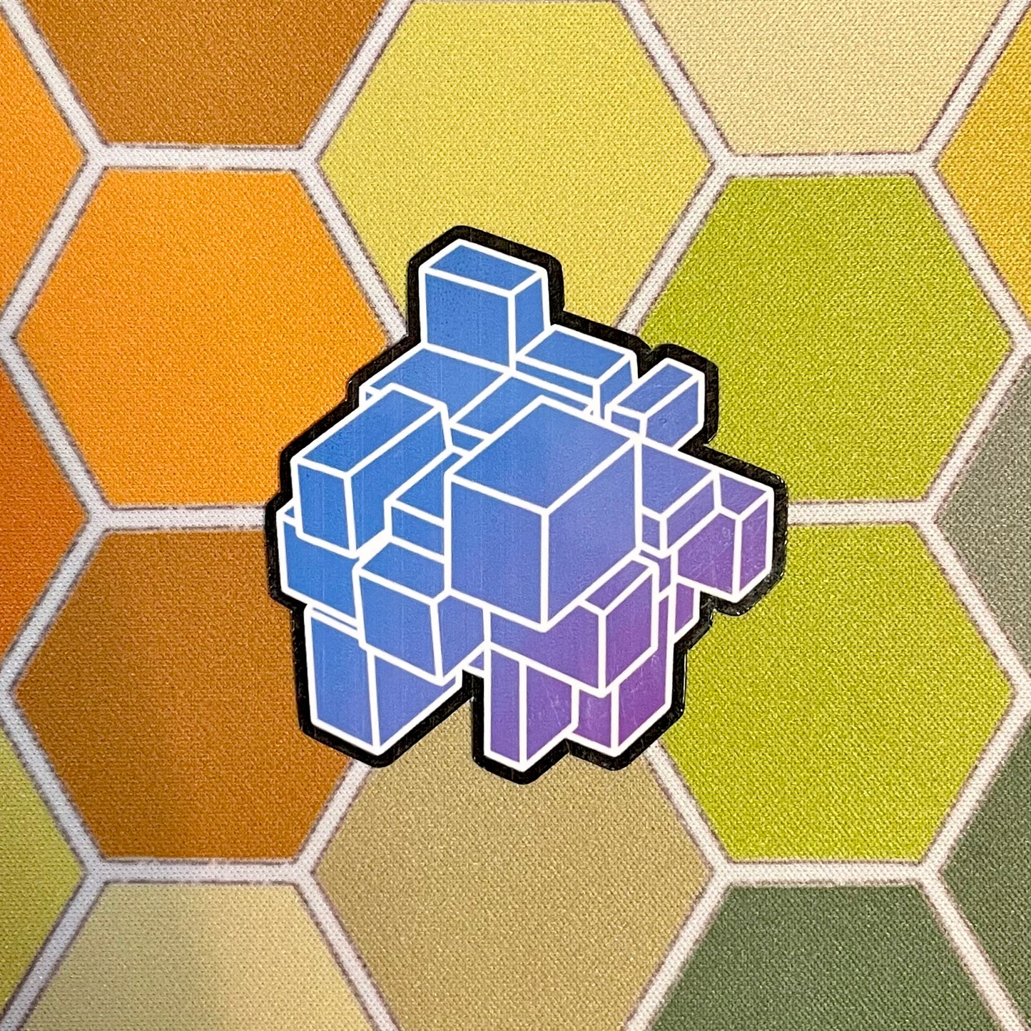 Blue Purple Mirror Cube Die Cut Sticker