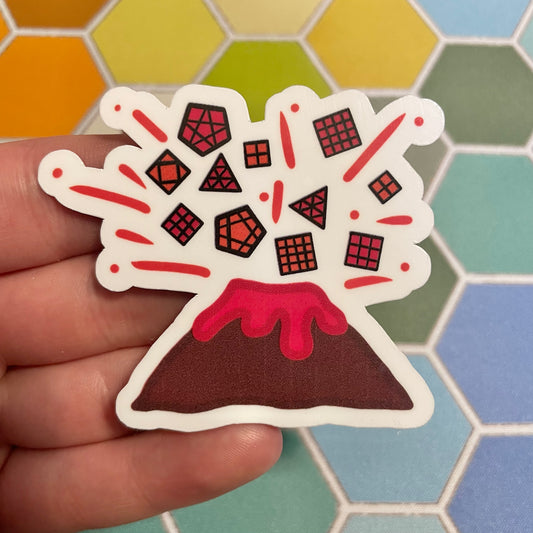 Cube Volcano Die Cut Sticker